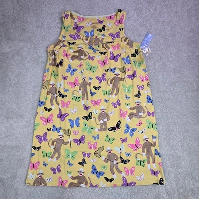 Nick and Nora Sleepwear Womens L Yellow Sock Monkey Butterfly Print Nightgown - Image 1 of 4