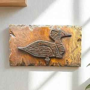 Holz Ente Plakette primitive Volkskunst geschnitzt Wanddeko Vogel Sammlerstück - Bild 1 von 13