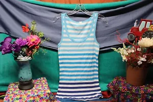 Arizona Women's Blue-White Tank Top Size Small shirt halter cami jog yoga Sale* - Picture 1 of 7