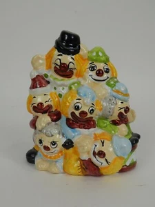 Vintage Enesco Ceramic Clown Family Piggy Bank 5" - Picture 1 of 8