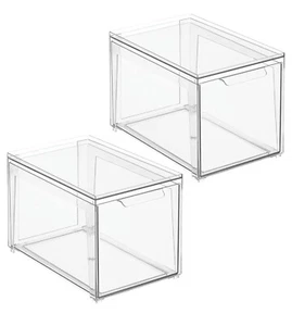 Plastic Stackable Bathroom Storage with Pull Out Bin 2 Pack - Clear (781) - Picture 1 of 7