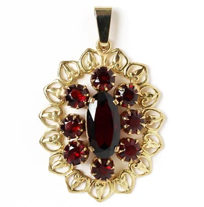 Anhänger 8 Karat 333 Gold Gelbgold 9 Granatsteine Granat 3,51 g Länge 3,7 cm - Picture 1 of 3