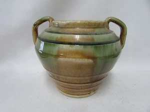 BENDIGO 2 HANDLED AUSTRALIAN POTTERY VASE WAVERLY DRIP GLAZE - Picture 1 of 4