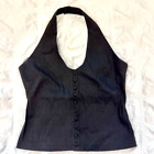 Zara linen blend button down women's black halter top/vest size Large NWOT