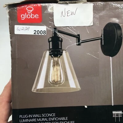 Globe Electric 65311 LeClair Single Light Wall Sconce Plug In Dark Bronze Finish - Image 1 of 4