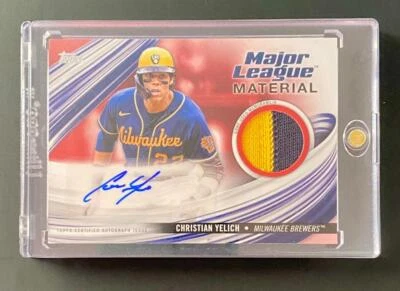 2023 Topps Christian Yelich Series 1 Auto Game Used Patch 13/25 - Image 1 of 2