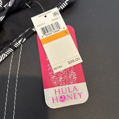 Parte inferior de bikini Hula Honey negra blanca laberinto musa con tiras descaradas S Foto 1 de 4