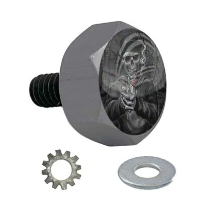 Gris Gunmetal - Perno de asiento hexagonal de aluminio Billet para Harley - Pistola para fumar calavera segunda Foto 1 de 4
