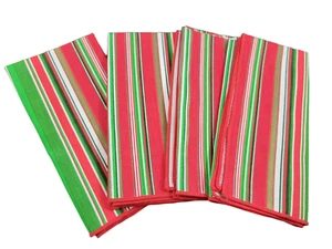 4er Set Festliche Stoff Dinner Servietten Grün Weiß Rot Streifen 17”x17” - Bild 1 von 10