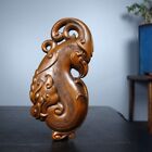 Rare China Boxwood Wood Carved Exquisite Dragon Phoenix Statue Wooden Figurine