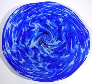 HAND BLOWN GLASS WALL OR TABLE PLATTER, SHADES OF BLUE, DIRWOOD n3983 - Picture 1 of 8