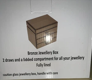 Womans Bronze Mirror Jewellery Box With 2 Drawers & Lidded Compartment - Picture 1 of 9