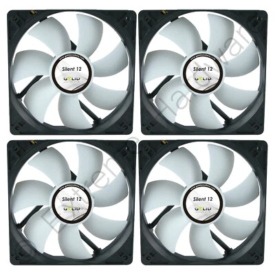 4 x Pack Gelid Solutions Silent 12 120mm Case Fans 1000 RPM 37 CFM 3-Pin - Image 1 of 4