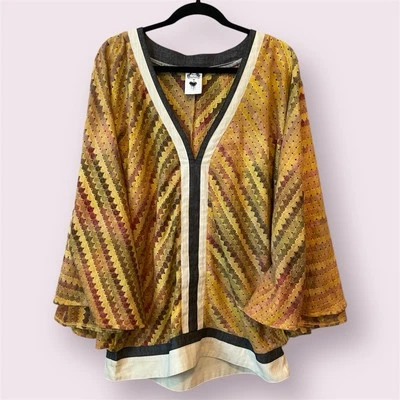 Túnica Nuvula Poncho Cabo Amarelo Manga Asa Tamanho G (se encaixa como um tamanho médio) - Imagem 1 de 4