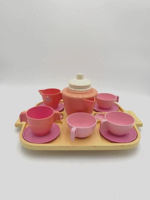 Juego de té Fisher Price Party rosa crema 1982 vintage con bandeja juguete completo #2009 Foto 1 de 4