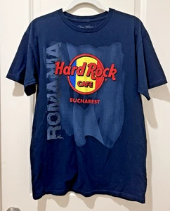 Camiseta Hard Rock Café Hombre Mediana Bucarest Azul Oscuro Rumania Auténtica - Imagen 1 de 4