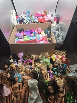 LOTE GRANDE MIXTO 29 muñecas Barbie LOL, zapatos, ropa, accesorios, casa de coches LEER Foto 1 de 4