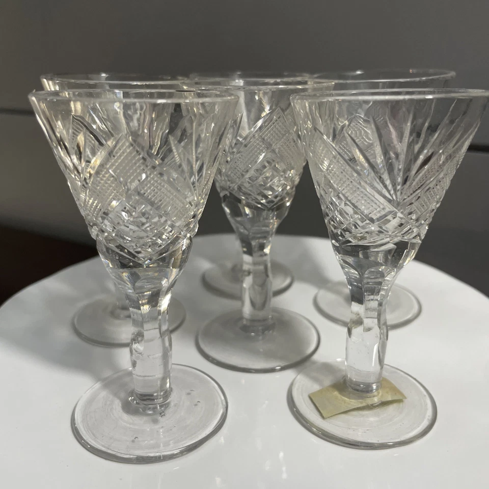 CONJUNTO DE 6 ÓCULOS CORDIAIS DIAMANTE E STARBURST VIDRO CRISTAL Henryk Szlufinernia  - Imagem 1 de 4