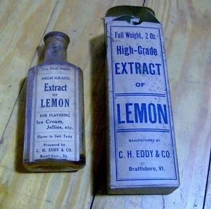 antike 1890er ZITRONENEXTRAKT Glasflasche EDDY & CO Brattleboro Vermont RAR alt - Bild 1 von 6
