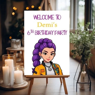 Rumi Demon Hunters Birthday Party Poster Personalised Sign Set Up Decor K Pop - Image 1 of 4