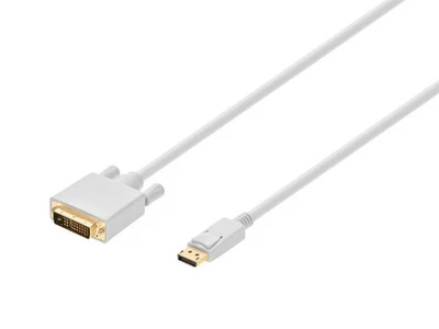 DisplayPort to DVI Cable - 10ft - White | Gold Plated, 28AWG, Pure Copper Cores - Image 1 of 4