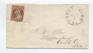 um 1860 Canonsburg PA #26 Brief schwarz CDS und Rundgitterstempel [6890.40] - Bild 1 von 3