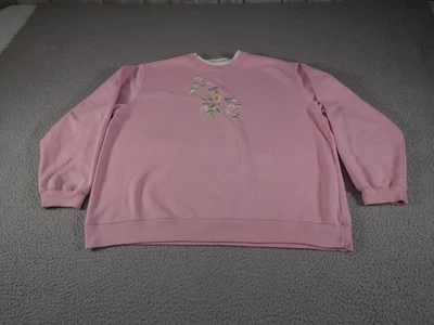 Moletom Vintage Feminino XL Rosa Bordado Pássaros Casa de Pássaros Flores Vovó - Imagem 1 de 4