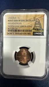 1988 Broadstruck Lincoln Penny NE Error Collection Don’t Tread On Me Label NGC. - Picture 1 of 2