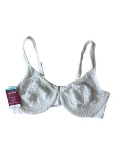 Reggiseno bianco OLGA By WARNER'S foglie trasparenti pizzo copertura completa minimizer 42DD 35519 - Foto 1 di 5