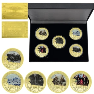 5pcs/box D-Day 75th Anniv Golden Coins - Normandy Landing Operation Overlord - Picture 1 of 9