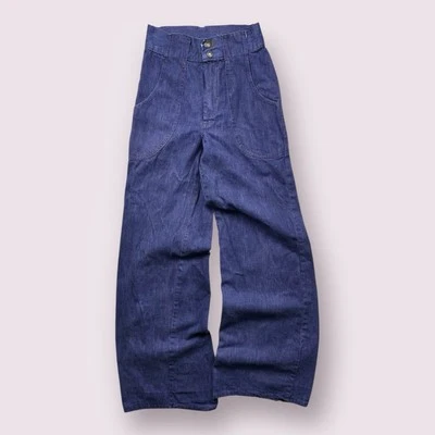 Vintage Women’s Bellbottom Mega Flare Jeans Navy 70s Size 24x32 Hippie Purple - Image 1 of 4