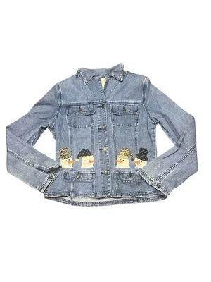 Chaqueta vaquera Chadwick’s vintage para mujer con parches bordados navideños talla 8 Foto 1 de 4