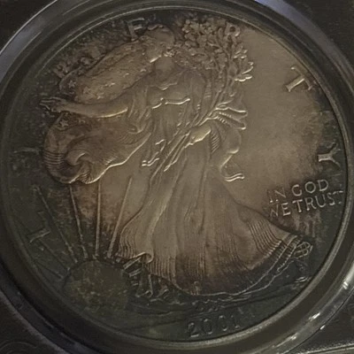 2001 Pcgs Ms 68 Toned American Silver Eagle  - Image 1 of 4