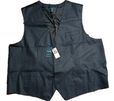Chaleco Perry Ellis Para Hombre TRAVEL LUXE Grande y Alto Talla 3XLT Botón Traje Chaleco Azul Marino Foto 1 de 2