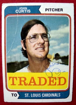 Tarjeta de béisbol negociada Topps 1974 firmada por John Curtis Stl. AUTÓGRAFO CARDINALS RSox Foto 1 de 3