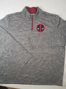 Deadpool Mens Size XXL 50-52 Marvel Gray 1/4 Zip Sweatshirt - Picture 1 of 11
