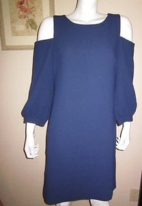 Eliza J Cold Shoulder Shift 3/4-Ärmel marineblau 12 Kleid Neu $ 148 - Bild 1 von 4