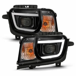10-13 Chevy Camaro Black Housing Projector Headlights w/ White LED DRL - Picture 1 of 2