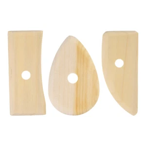 3pcs Pottery Ribs 10.3cm 12.7cm 12cm Wooden Clay Ceramic Sculpting Tool - Picture 1 of 5