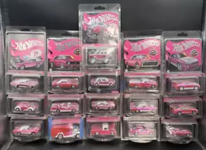Hot Wheels COMPLETE SET ALL 16 CARDED RLC PARTY PINK CARS DATSUN BATMOBILE BUG + - Picture 1 of 9