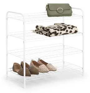 4 Tier White Wire Closet Accessory / Shoe Shelves - Picture 1 of 8