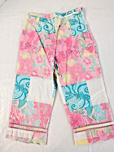 Lilly Pulitzer White Label Girls Capri Pants Side Zip Brite Multicolor 10 #15231