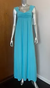 Kensie Girl Women Stretch Long Dress Low Cut V-neck Size S Small Turquoise Blue - Picture 1 of 17