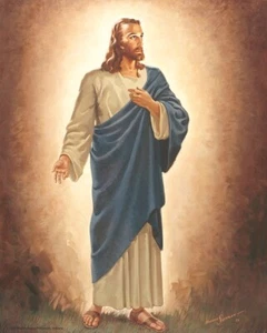 Warner Sallman JESUS LIGHT OF THE WORLD 20x16 Canvas Art Jesus Full Portrait - Picture 1 of 1