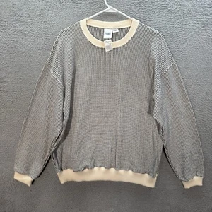 Vintage Cotton Deluxe Sweater Adult Large Black White Birdseye Grandpa 1990s Y2K - Picture 1 of 9