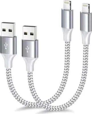 Apple MFi Certified Short iPhone Charger 1ft 2Pack USB A to Lightning Cord 12 In - Image 1 of 4