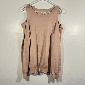 Maurices Cold Shoulder Shimmer Top Gr. Medium Rosa Schleife Akzente Langarm - Bild 1 von 11