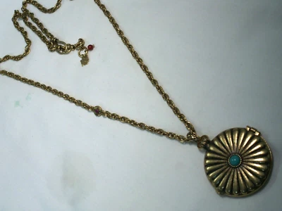 Lucky Brand Color Oro, Turchese Lucite Medaglione Pendente Collana - Immagine 1 di 4