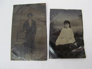 2 fotografías vintage tipo lata niños - Imagen 1 de 2