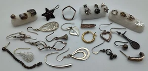 30 einzelne Ohrringe Sterlingsilber 925 Pfosten Draht verschiedene Ohrhänger Posten 28 g - Bild 1 von 8
